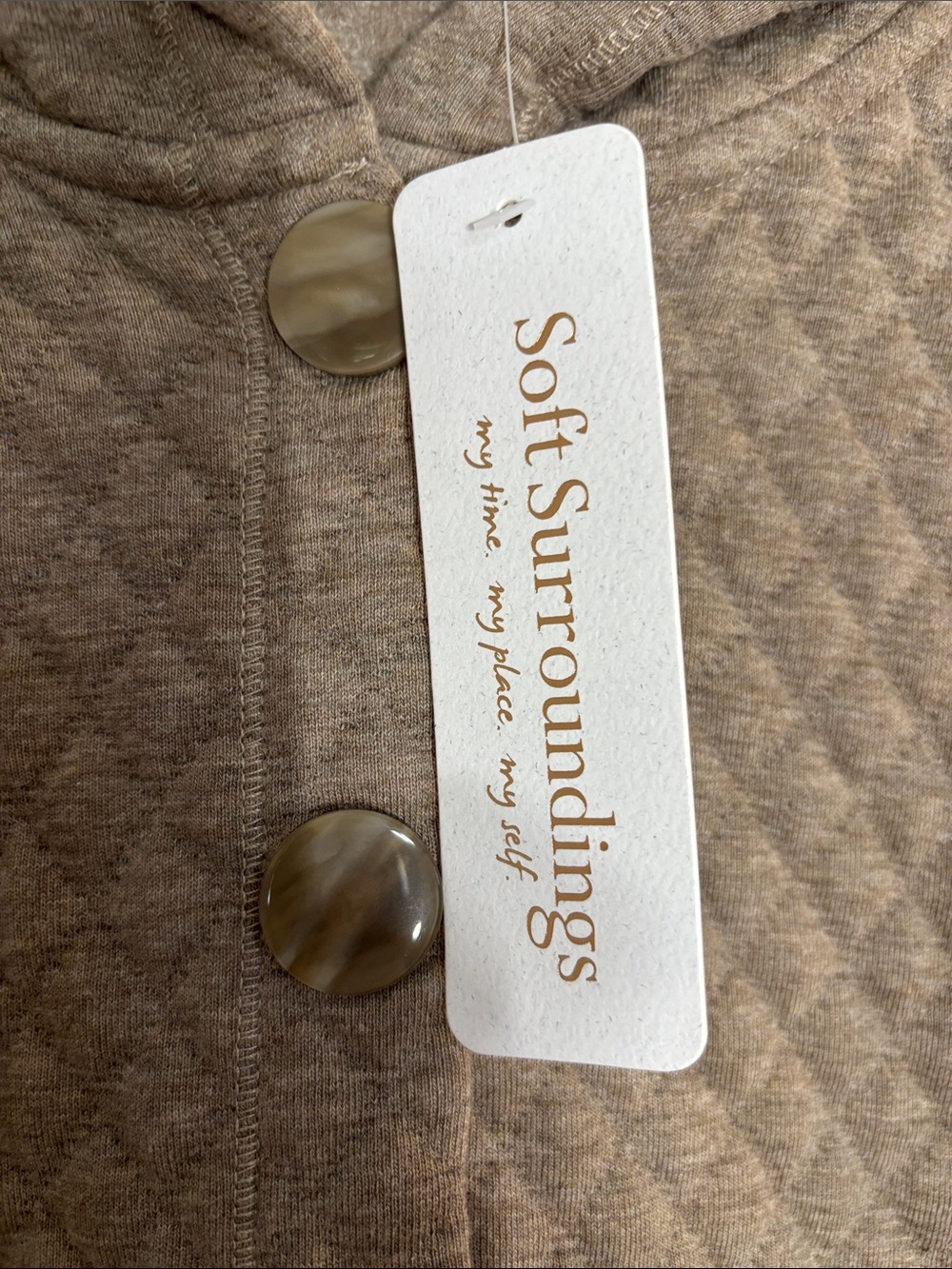 NWT Soft Surroundings Brown Quilted Hooded Jacket Coat Large L Boho Comfort - Picture 3 of 10